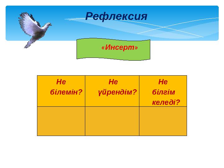 Не білемін? Не үйрендім? Не білгім келеді? Рефлексия «Инсерт»