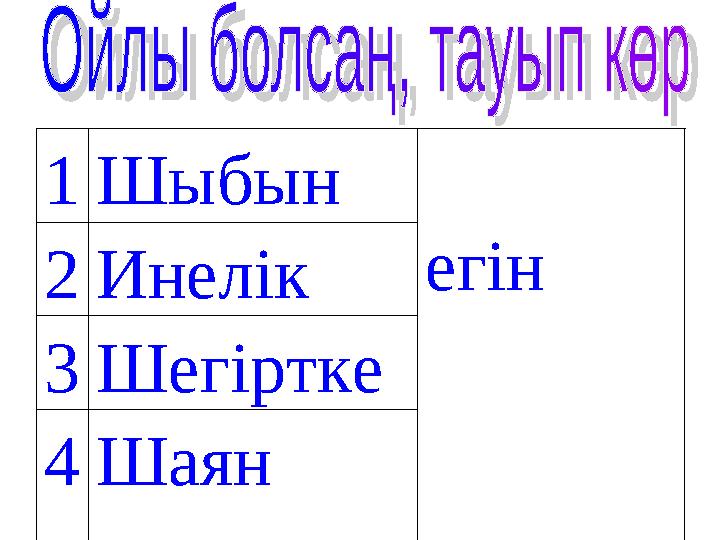 1Шыбын егін2Инелік 3Шегіртке 4Шаян