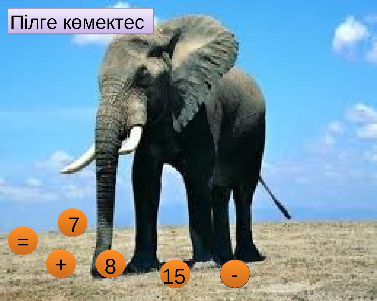 Пілге көмектес Пілге көмектес - - 7 = +8 15