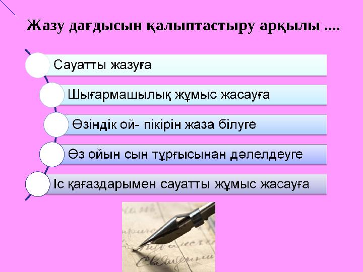 Жазу дағдысын қалыптастыру арқылы ....