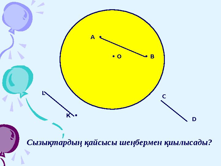 А • • В • О К • L D C Сызықтардың қайсысы шеңбермен қиылысады?