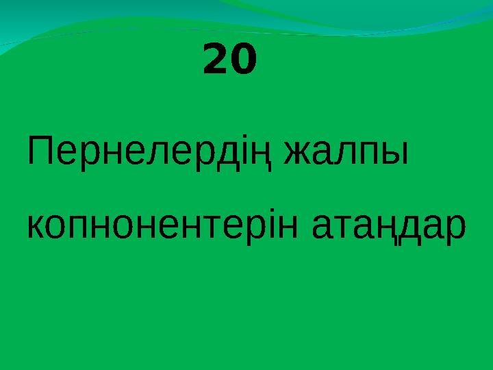 20 Пернелердің жалпы копнонентерін атаңдар