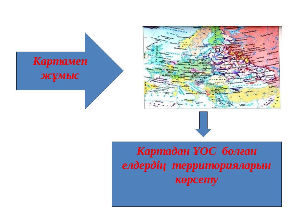 Картамен жұмыс Картадан ҰОС болған елдердің территорияларын көрсету