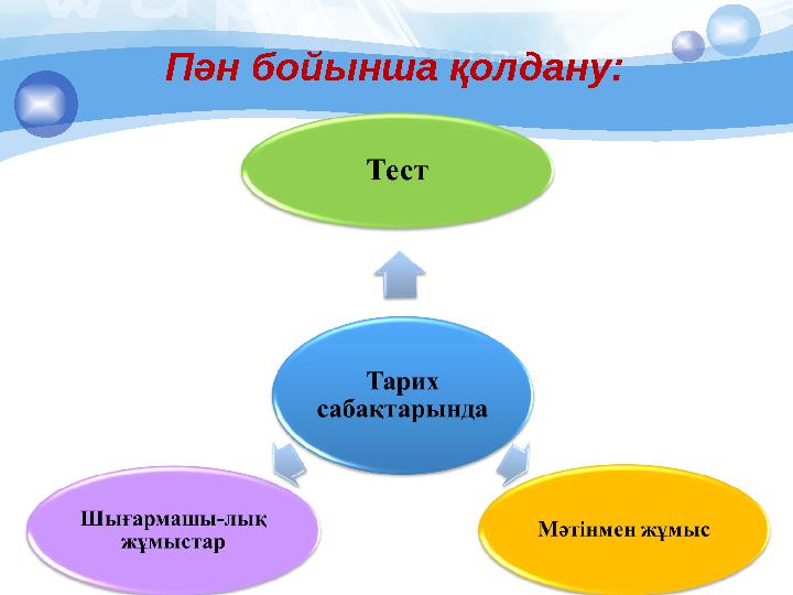 Пән бойынша қолдану: