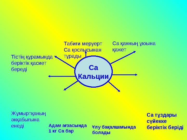 Тістің құрамында беріктік қасиет береді Табиғи меруерт Са қослысынан тұрады Са Кальции Са тұздары сүйекке беріктік беріді Са қа