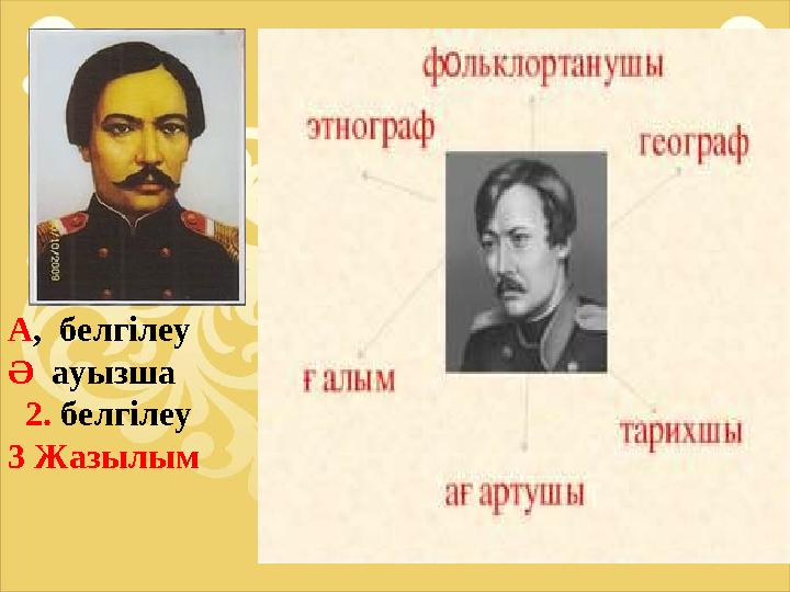 А, белгілеу Ә ауызша 2. белгілеу 3 Жазылым