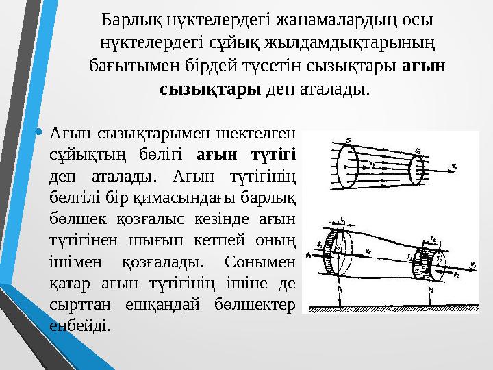 Барлық нүктелердегі жанамалардың осы нүктелердегі сұйық жылдамдықтарының бағытымен бірдей түсетін сызықтары ағын сызықтары де