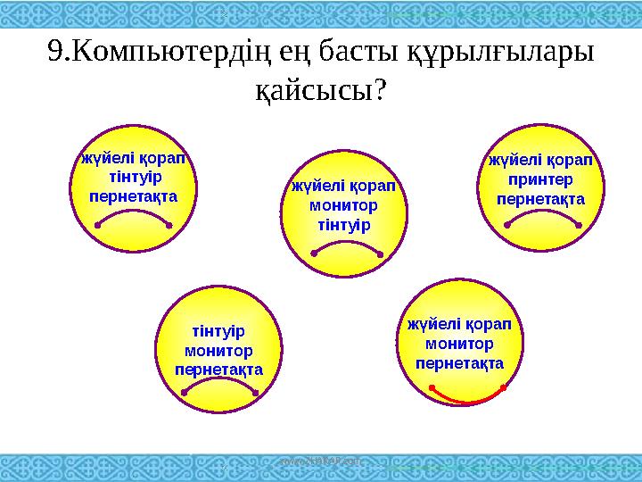 9.Компьютердің ең басты құрылғылары қайсысы? жүйелі қорап тінтуір пернетақта жүйелі қорап принтер пернетақта жүйелі қорап мо