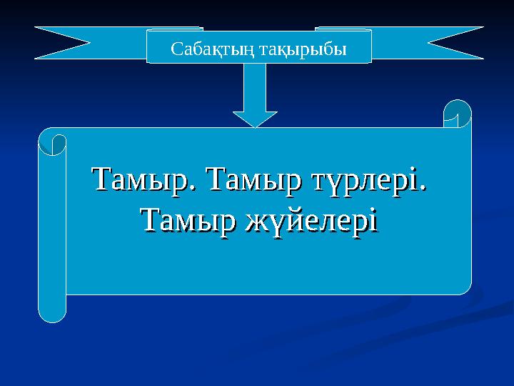 Сабақтың тақырыбы Тамыр. Тамыр түрлері. Тамыр. Тамыр түрлері. Тамыр жүйелеріТамыр жүйелері