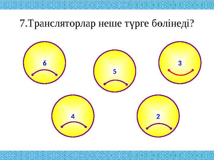 7.Трансляторлар неше түрге бөлінеді? 6 2 5 4 3