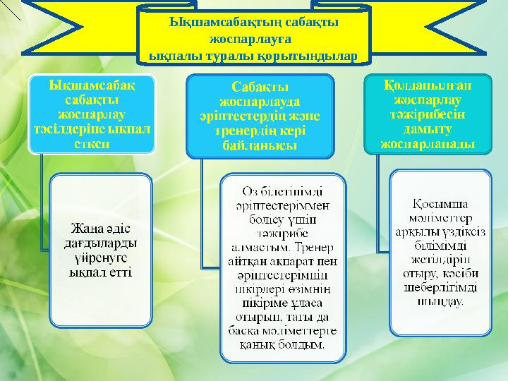 Ықшамсабақтың сабақты жоспарлауға ықпалы туралы қорытындылар