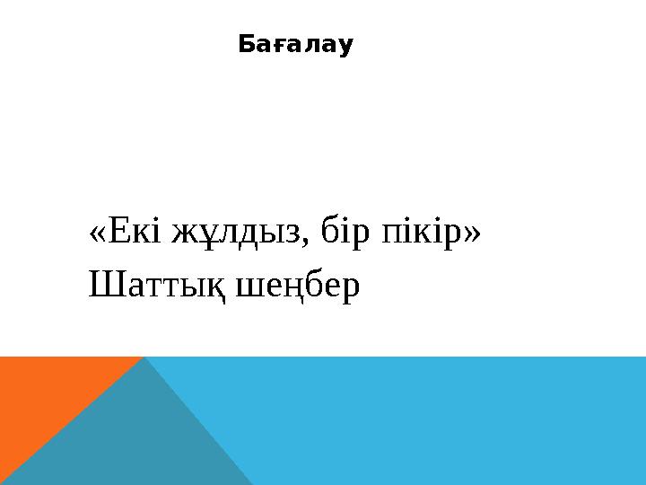 Бағалау «Екі жұлдыз, бір пікір» Шаттық шеңбер