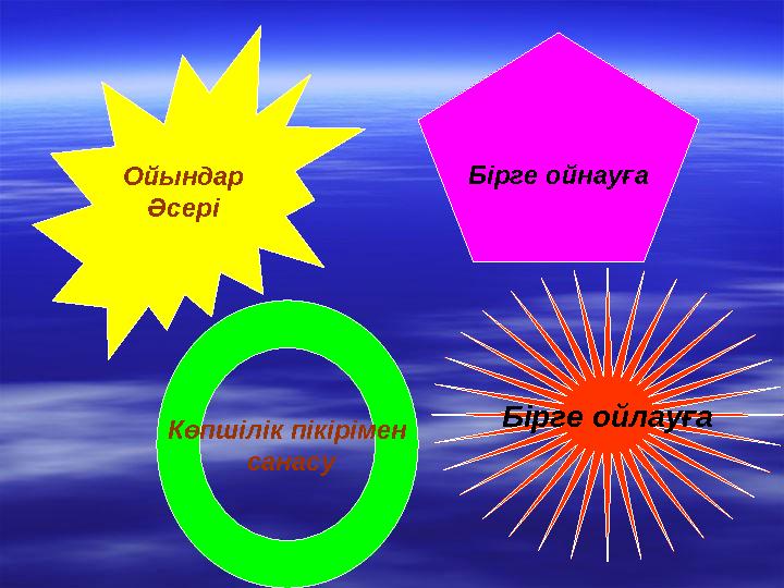 Ойындар Әсері Көпшілік пікірімен санасу Бірге ойлауға Бірге ойнауға