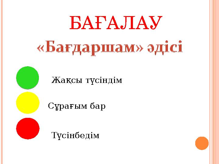 БАҒАЛАУ Жақсы түсіндім Сұрағым бар Түсінбедім