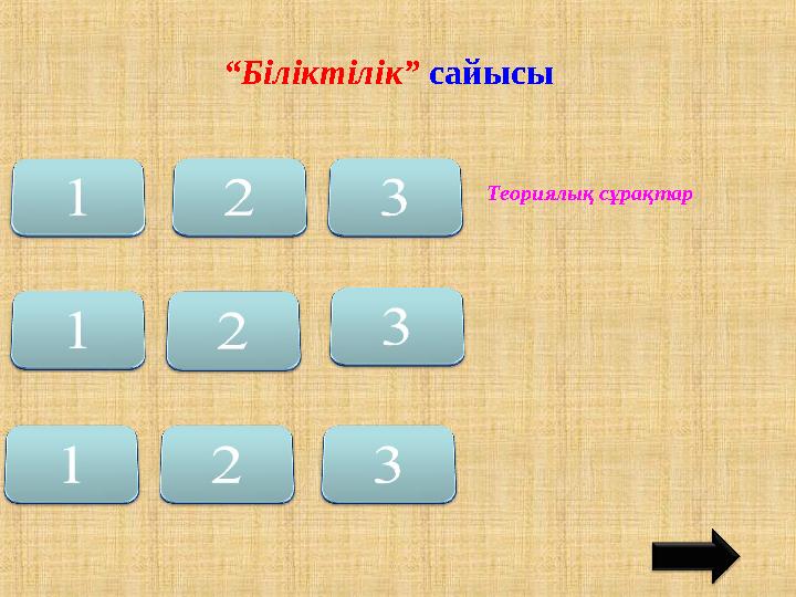 “Біліктілік” сайысы Теориялық сұрақтар