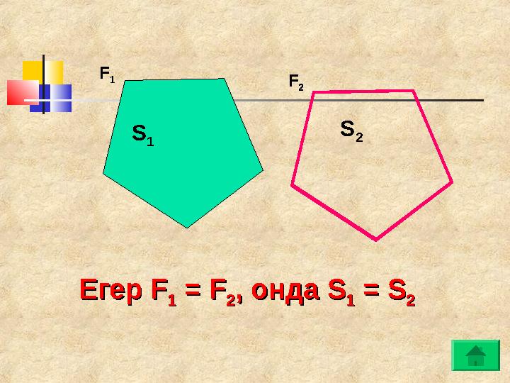 F 2 S 1 S 2F 1 Егер Егер FF 11 = = FF 22 , онда , онда SS 11 = S = S 22