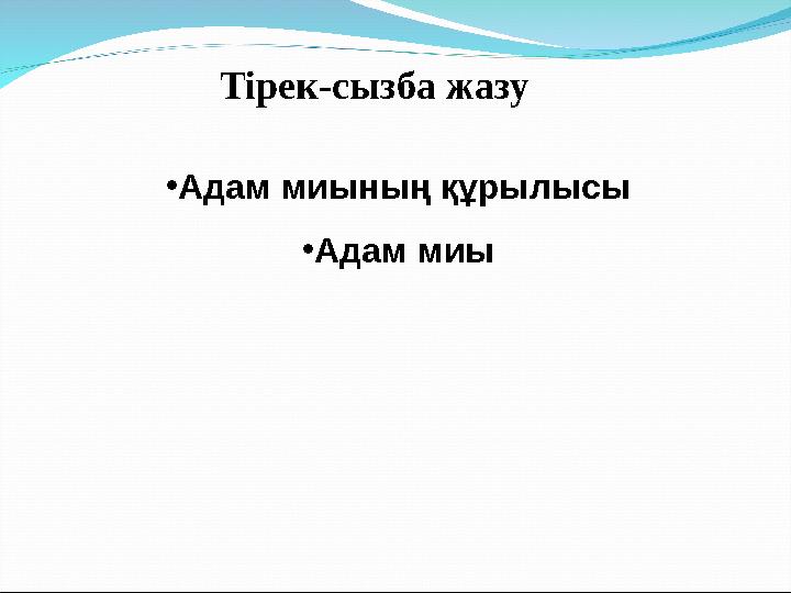 Тірек-сызба жазу •Адам миының құрылысы •Адам миы