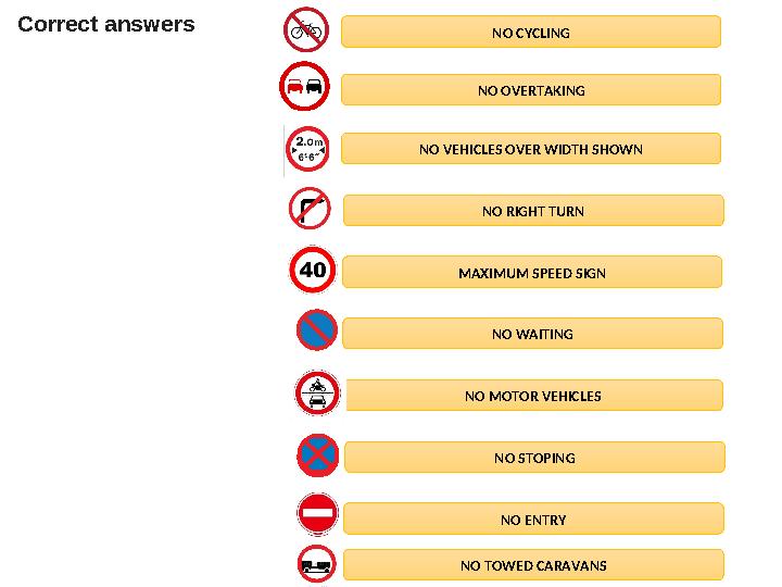 NO OVERTAKING NO VEHICLES OVER WIDTH SHOWN NO RIGHT TURN MAXIMUM SPEED SIGN NO WAITING NO MOTOR VEHICLES NO STOPINGNO CYCLING NO