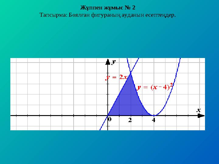 Жұппен жұмыс № 2 Тапсырма: Боялған фигураның ауданын есептеңдер.