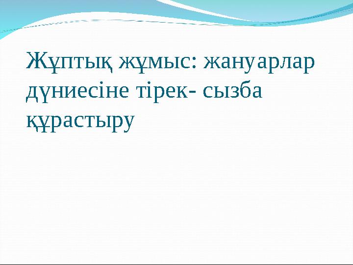 Жұптық жұмыс: жануарлар дүниесіне тірек- сызба құрастыру