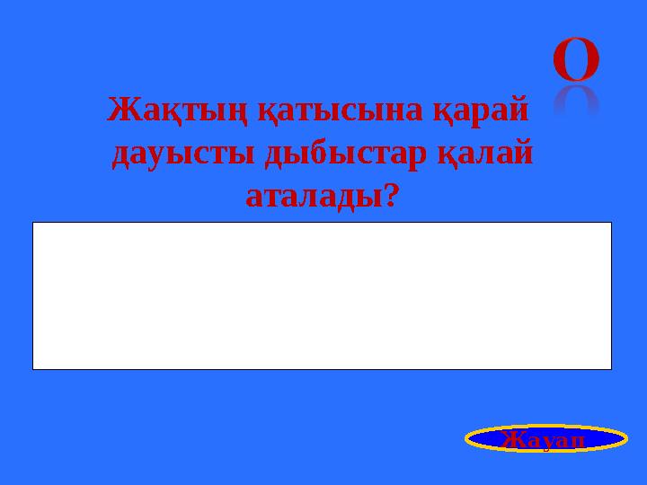 Жақтың қатысына қарай дауысты дыбыстар қалай аталады? Жауап