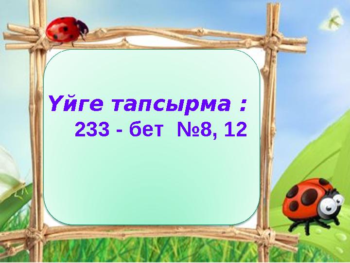 Үйге тапсырма : 233 - бет №8, 12