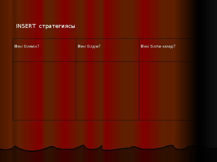 Нені білемін? Нені білдім? Нені білгім келеді? INSERT cтратегиясы