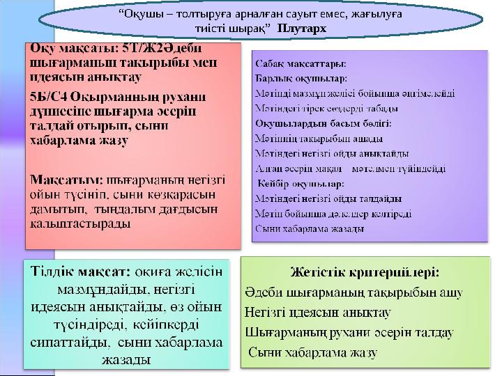 “Оқушы – толтыруға арналған сауыт емес, жағылуға тиісті шырақ” Плутарх