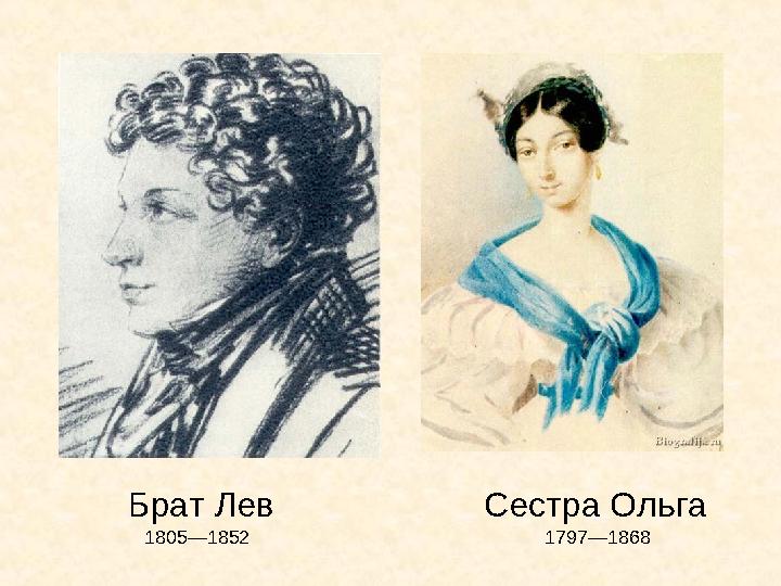 Сестра Ольга 1797—1868 Брат Лев 1805—1852