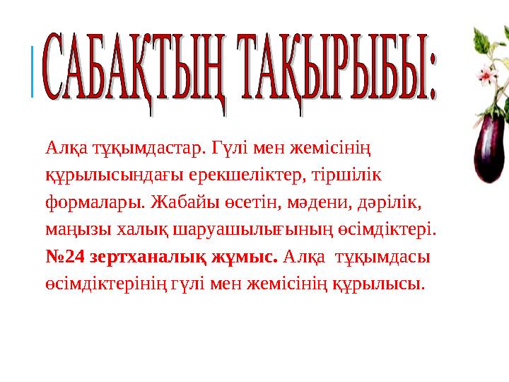 Алқа тұқымдастар. Гүлі мен жемісінің құрылысындағы ерекшеліктер, тіршілік формалары. Жабайы өсетін, мәдени, дәрілік, маңызы х