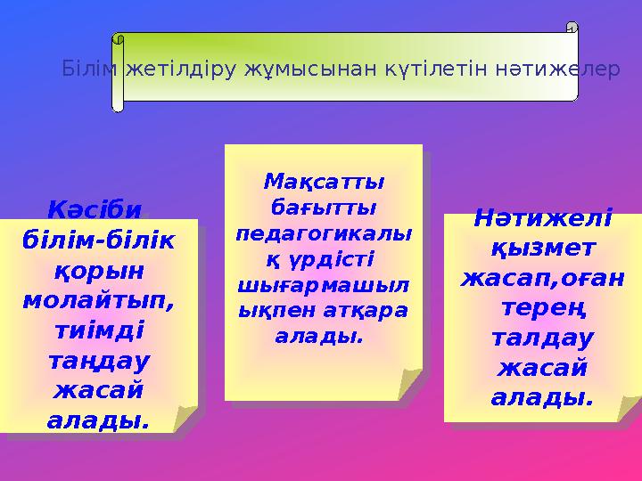 Кәсіби білім-білік қорын молайтып, тиімді таңдау жасай алады. Кәсіби білім-білік қорын молайтып, тиімді таңдау жа