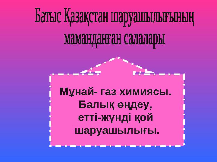 Мұнай- газ химиясы. Балық өңдеу, етті-жүнді қой шаруашылығы.