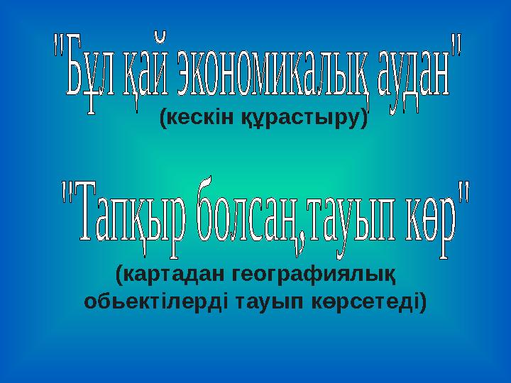 (кескін құрастыру) (картадан географиялық обьектілерді тауып көрсетеді)