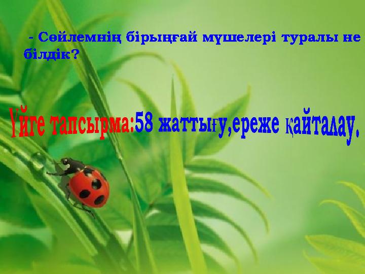- Сөйлемнің бірыңғай мүшелері туралы не білдік?