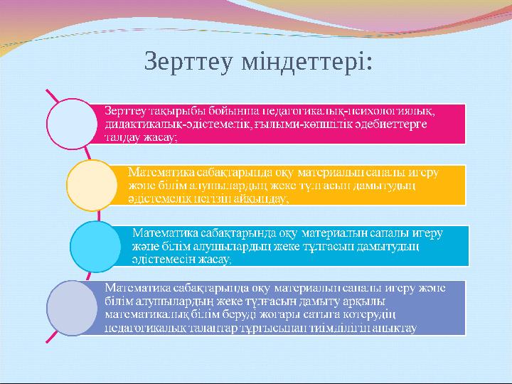 Зерттеу міндеттері: