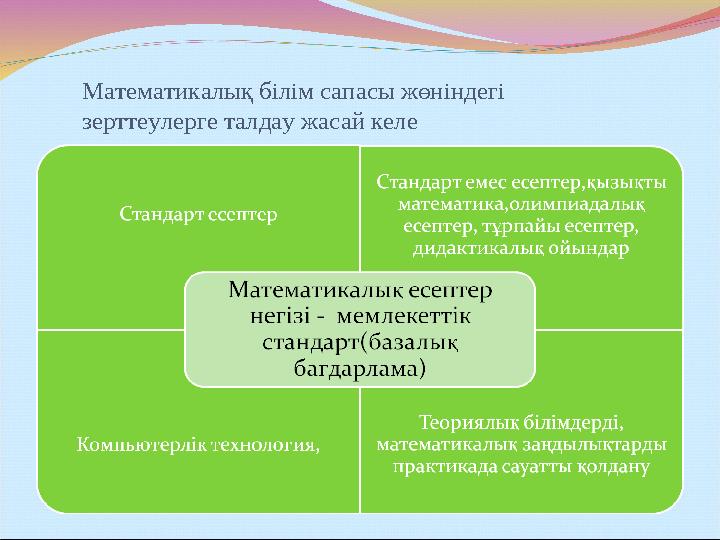 Математикалық білім сапасы жөніндегі зерттеулерге талдау жасай келе