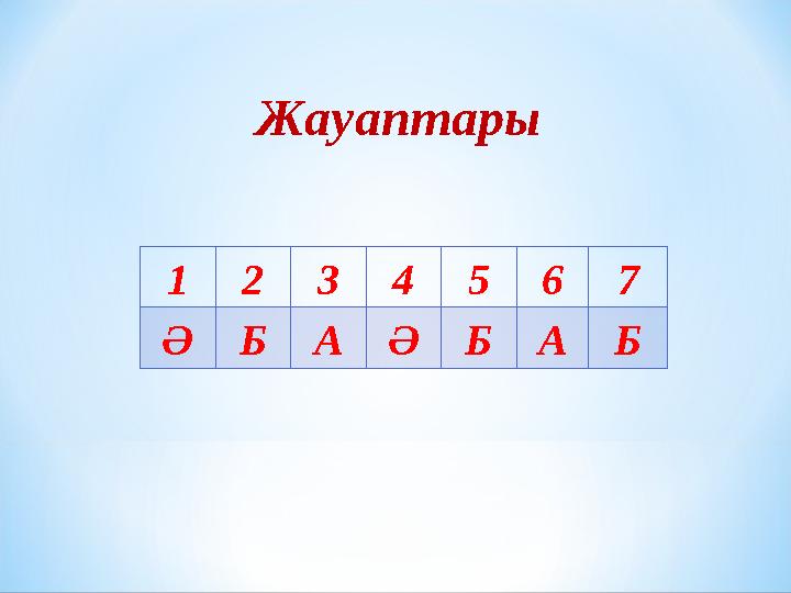 Жауаптары 1234567 Ә Б А Ә Б А Б