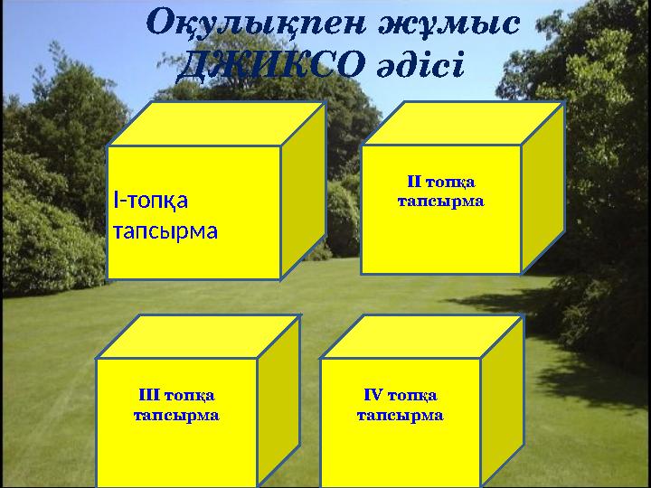 Оқулықпен жұмыс ДЖИКСО әдісі Баяғыда Ақыл мен Бақыт----- Арманы орындалғандай Бір күні уәзір ---дейді баласы ІІ топқа