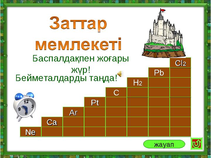 NeNe NeNeCaCa CaCaPtPt PtPtArAr ArArC C ClCl22 ClCl22 жауап Баспалдақпен жоғары жүр! Бейметалда