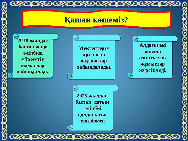 м2018 жылдан бастап жаңа әліпбиді үйрететін мамандар дайындалады 2018 жылдан бастап жаңа әліпбиді үйрететін мамандар