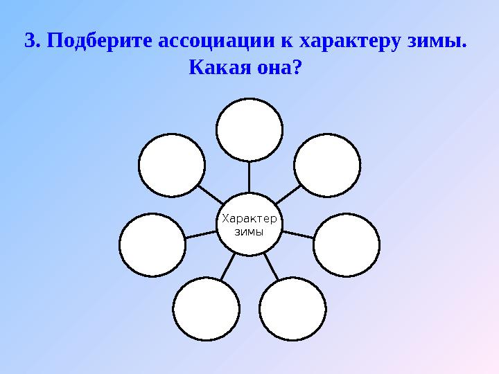 3. Подберите ассоциации к характеру зимы. Какая она? Характер зимы