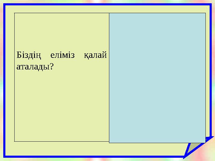 Біздің еліміз қалай аталады? Қазақстан Республикасы.