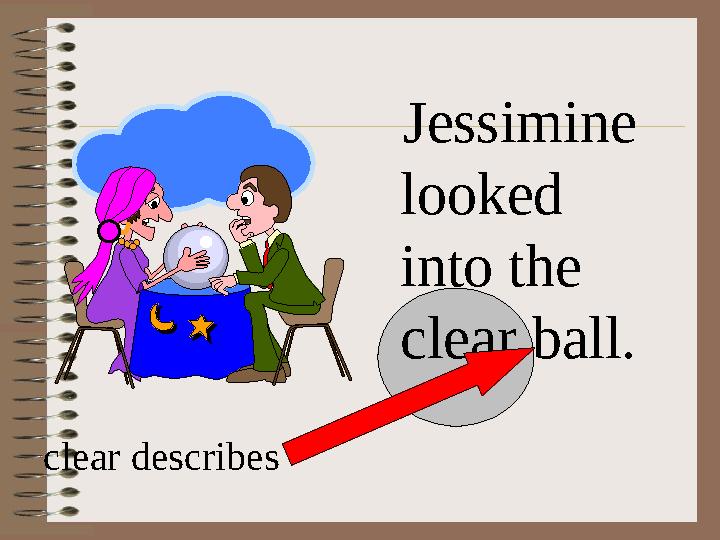 Jessimine looked into the clear ball. clear describes