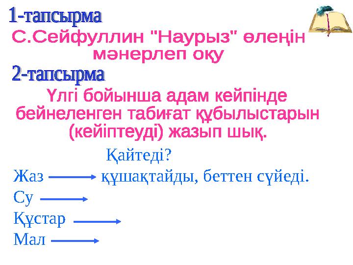 Қайтеді? Жаз құшақтайды, беттен сүйеді. Су Құстар Мал