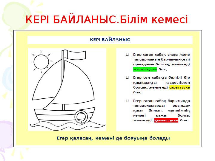 КЕРІ БАЙЛАНЫС.Білім кемесі КЕРІ БАЙЛАНЫС.Білім кемесі
