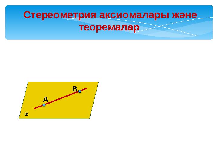 Стереометрия аксиомалары және теоремалар А В α