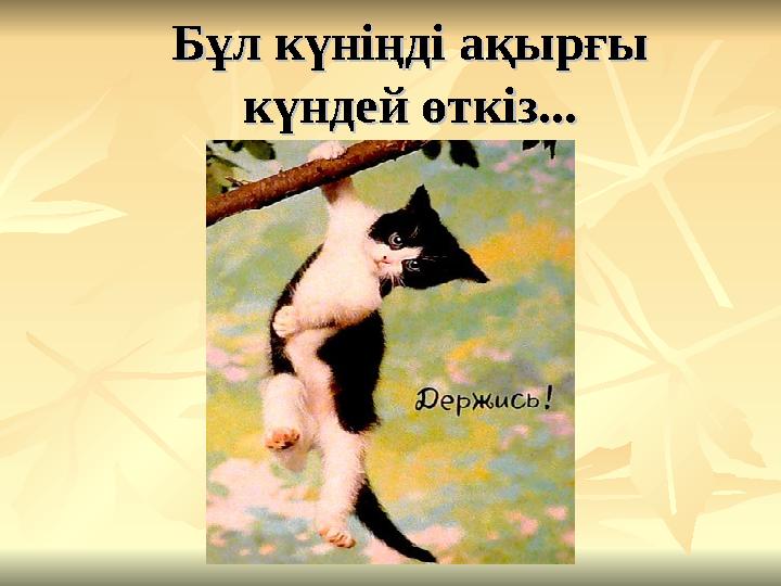 Бұл күніңді ақырғы Бұл күніңді ақырғы күндей өткіз...күндей өткіз...