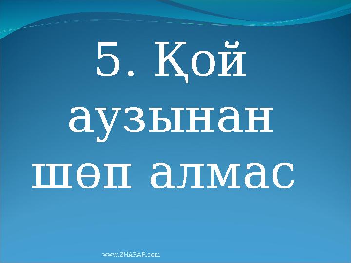 5. Қой аузынан шөп алмас www.ZHARAR.com