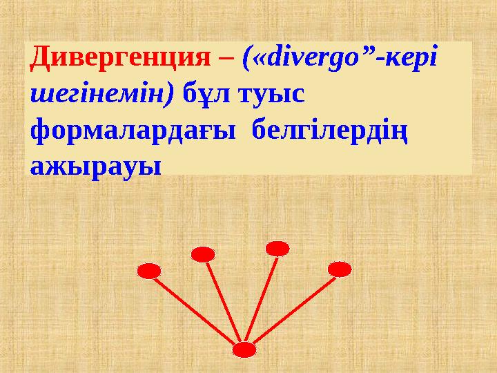 Дивергенция – («divergo”-кері шегінемін) бұл туыс формалардағы белгілердің ажырауы
