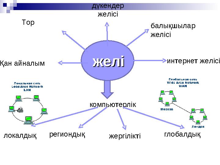 желіжелі дүкендер желісі балықшылар желісі интернет желісі Тор Қан айналым компьютерлік локалдық региондық жергілікті глобалды